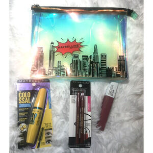 Maybelline Make-Up Lot + NY Makeup Zipper Bag Opalescent Comic City Design